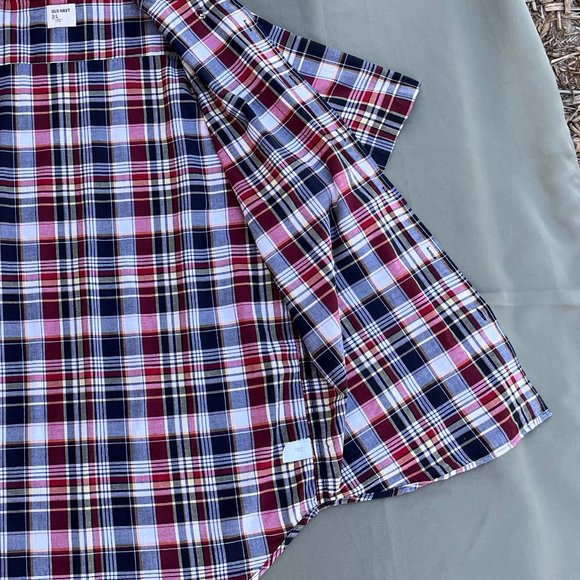 Old Navy Red Multicolor Plaid Button Down Shirt Men Size Large - Picture 13 of 13